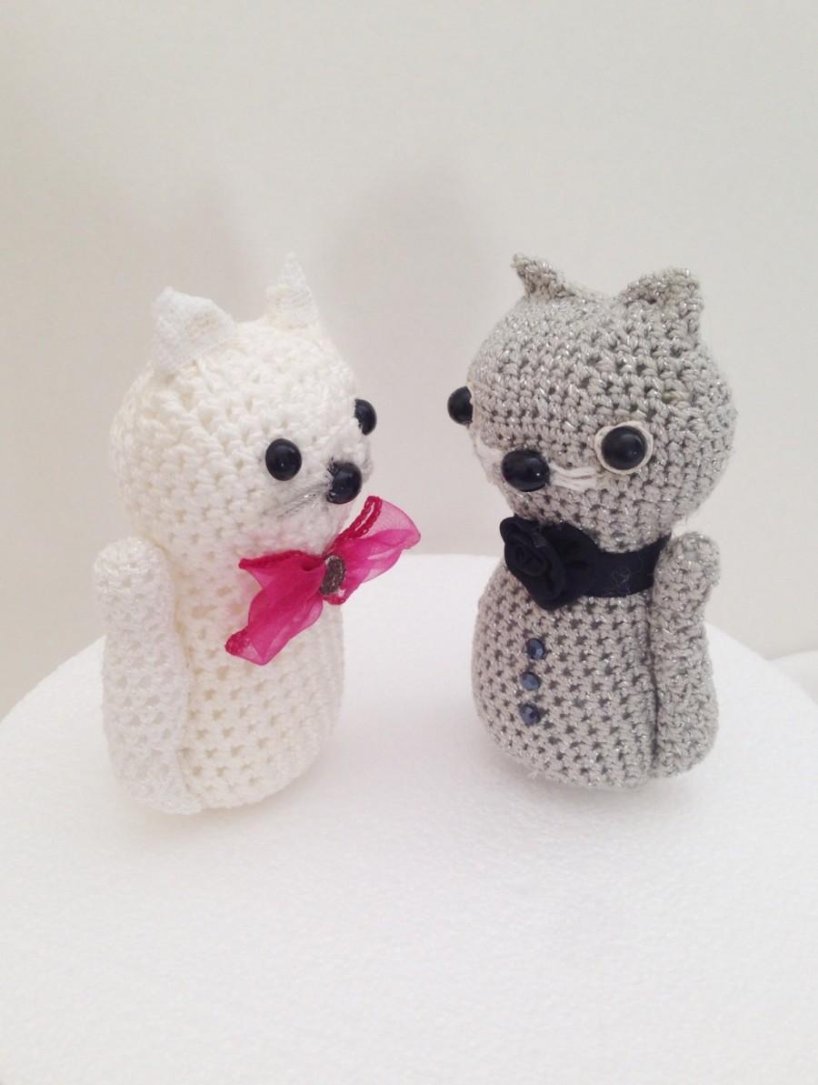 Mariage - Crochet cats  amigurumi, Valentines Gift, Cats wedding couple, Crochet Cats Cake Topper, Animal Cake Topper
