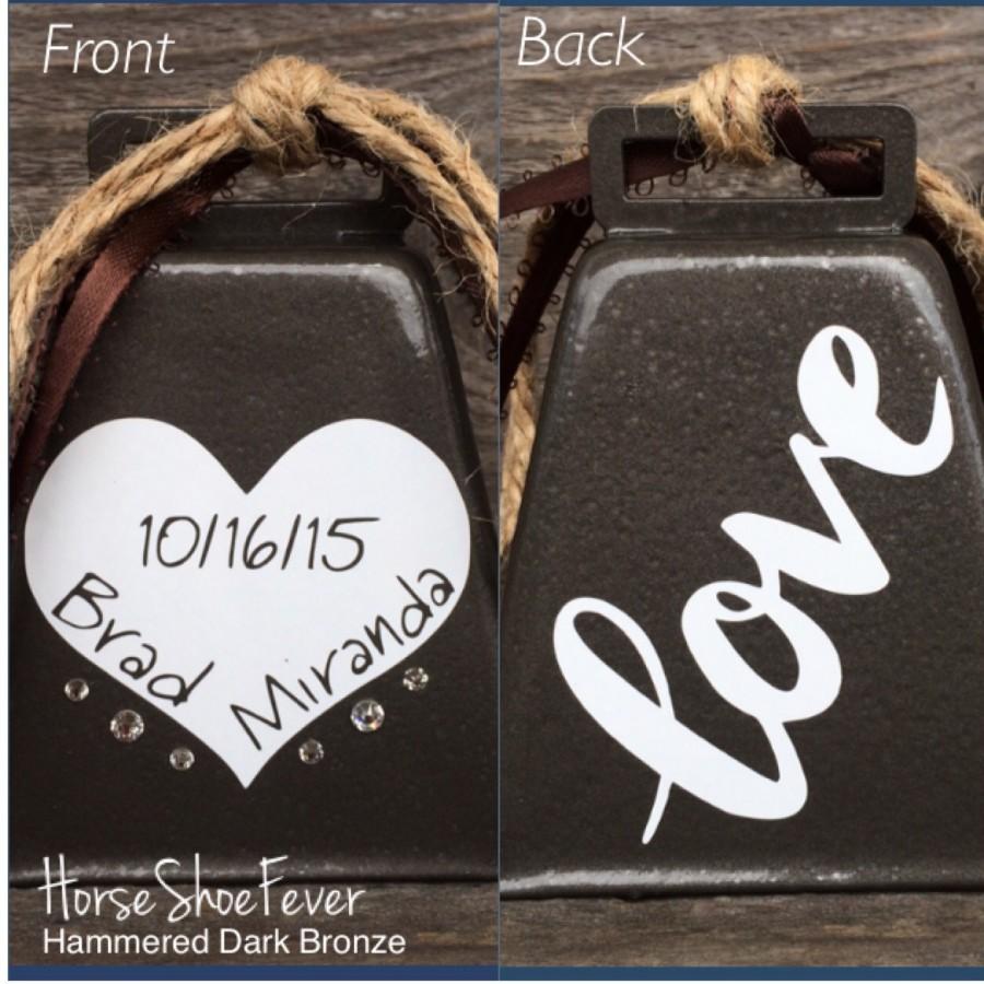 Wedding - Wedding Bells. Personalized Cowbell. Rustic Wedding Cake Topper, Wedding Gift, Kissing Bell. Country Wedding. - Western Home Decor.