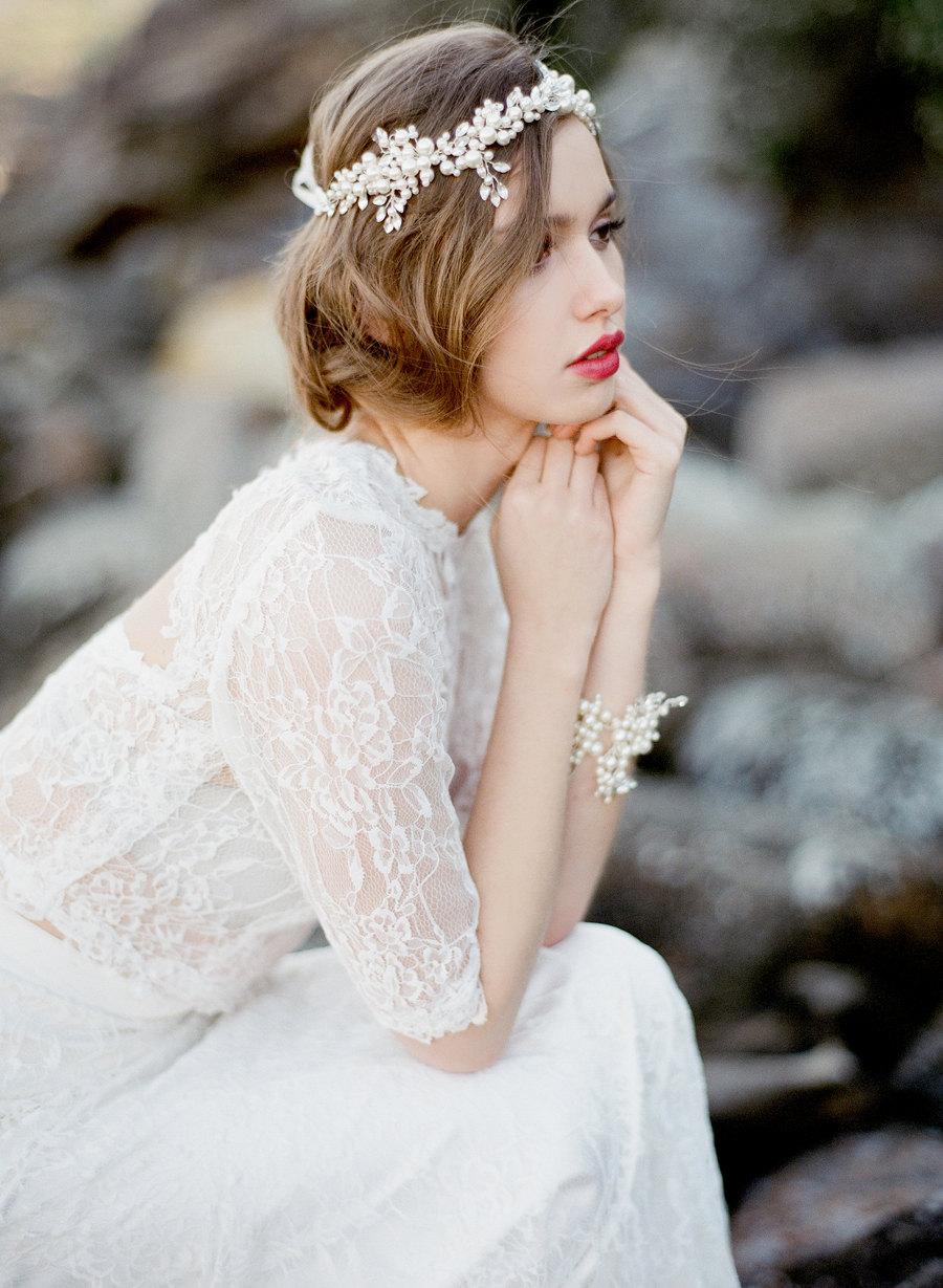 Wedding - Aia  Pearls Crystal Bridal Headpiece Wedding Accessories