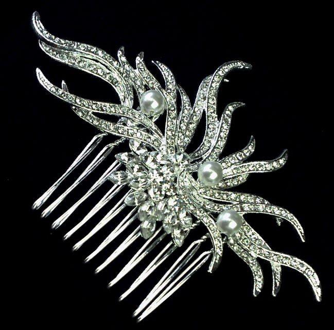Свадьба - Crystal Bridal Hair Comb, Vines Headpiece, Pearl Hair Jewelry, BRIAR