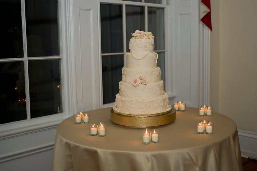 Wedding - Gold Cake Stand 16 inch "Gold Floral Leaf"
