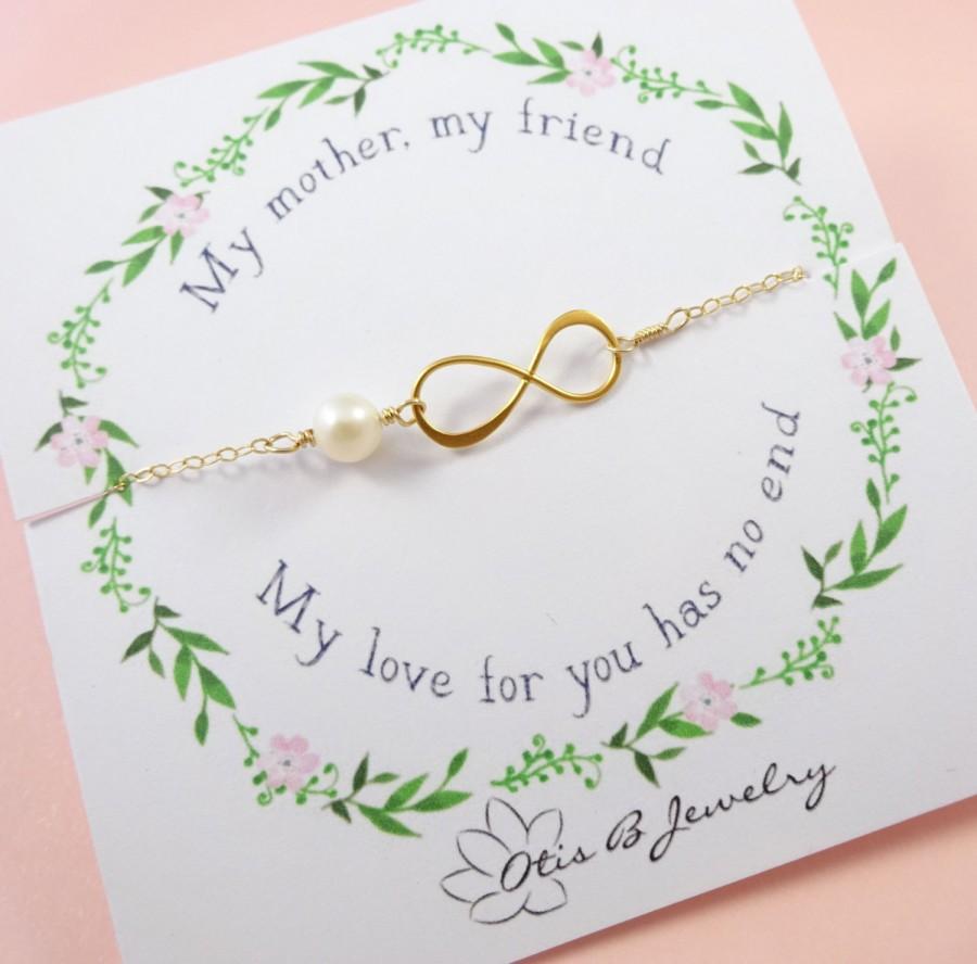 زفاف - Mother of the bride or groom gift, message card with infinity necklace, mother of the groom gift,  Mother's jewelry, mother in law gift