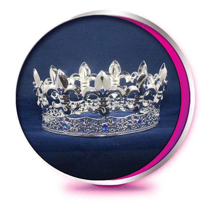 Wedding - The Small Blue Royal Highness - Rhinestone King Tiara - Pageant, Wedding, Prom, Homecoming, or Bridesmaid Crown