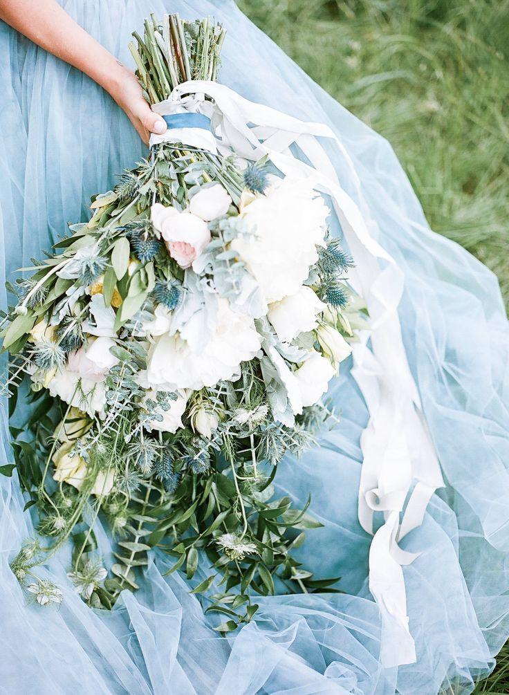 Wedding - Blue Thistle In Bouquet