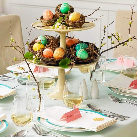 Hochzeit - Easy Easter Centerpieces And Table Settings