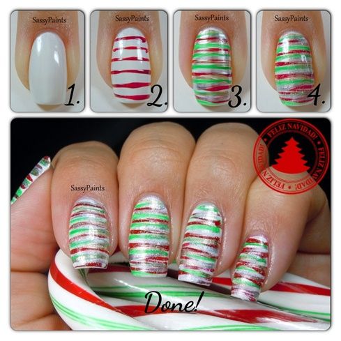 Свадьба - Easy Christmas Stripes Tutorail - Nail Art Gallery