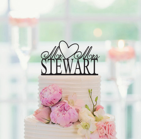 زفاف - Personalized Wedding Cake Topper, Custom Name Cake Topper, Mr and Mrs Cake Topper, Wedding Cake Topper