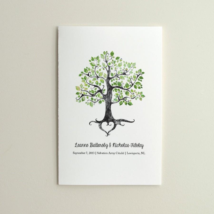 Hochzeit - Wedding Ceremony Program / Order of Service - Rustic Woodland Tree - DIY Printable PDF Template - folded card - Green