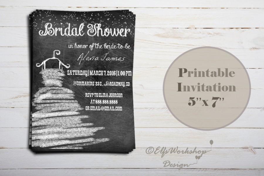 Свадьба - INSTANT DOWNLOAD / Bridal Shower Invitation / Blackboard and chalk invitation / Printable invitation 5''x7''