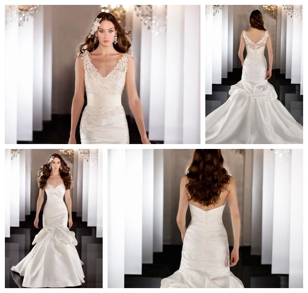 Mariage - Elegent Fit Flare Lace Wedding Dress with Asymmetrical Ruched Bodice and Dropped Waist