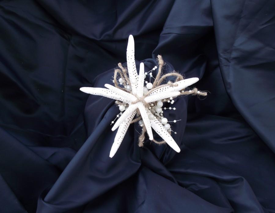 Mariage - Starfish simple bouquet, Affordable beach bouquet, beach bridesmaid wedding bouquet, seashell bouquet, starfish bouquet, aqua wedding