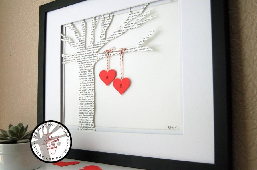 Mariage - Wedding Gift, Personalized Song Lyric Tree - made with song lyrics or wedding vows (Unique anniversary present)