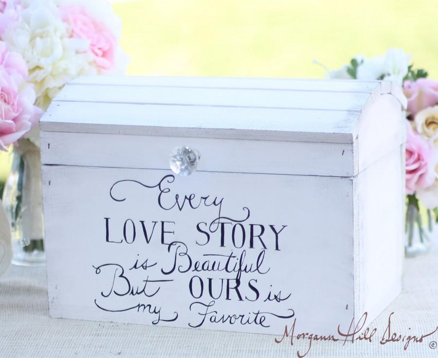 Wedding - Wedding Card Box Shabby Chic Decor Vintage Inspired Hand Painted Keepsake Box (Item  Number MHD20047)
