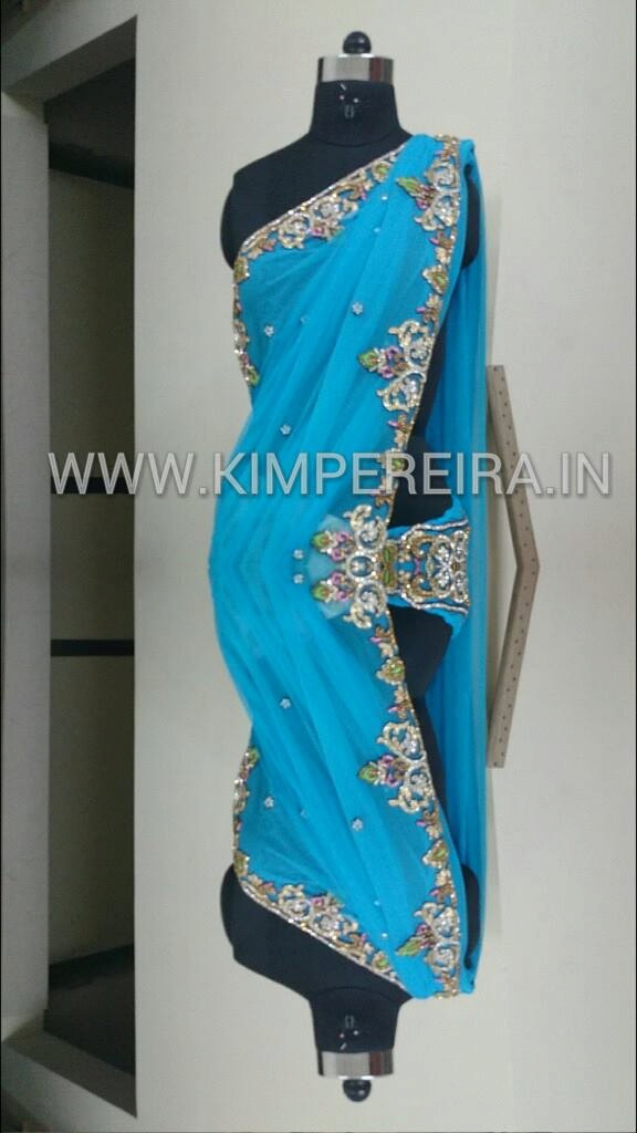 Wedding - Blue Magical Saree with Handwork Border