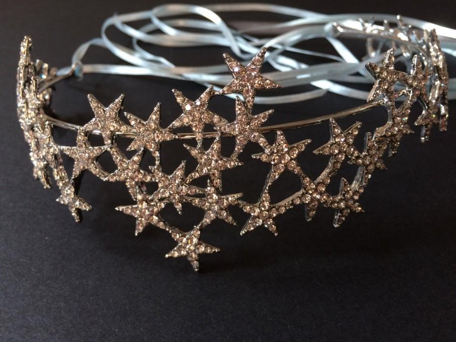 Hochzeit - Sparkle Stars Bridal Bridesmaids Swarovski rhinestones crystals Hair Headband Tiara