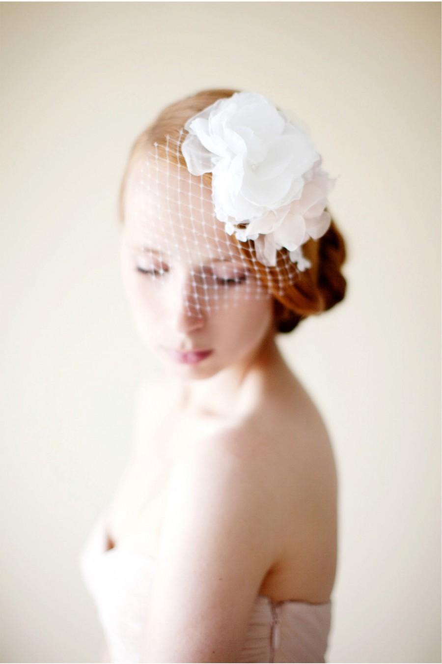 Wedding - Bridal Headpiece, Floral Veil, Lace headpiece, Bridal veil, Birdcage veil - Style 231