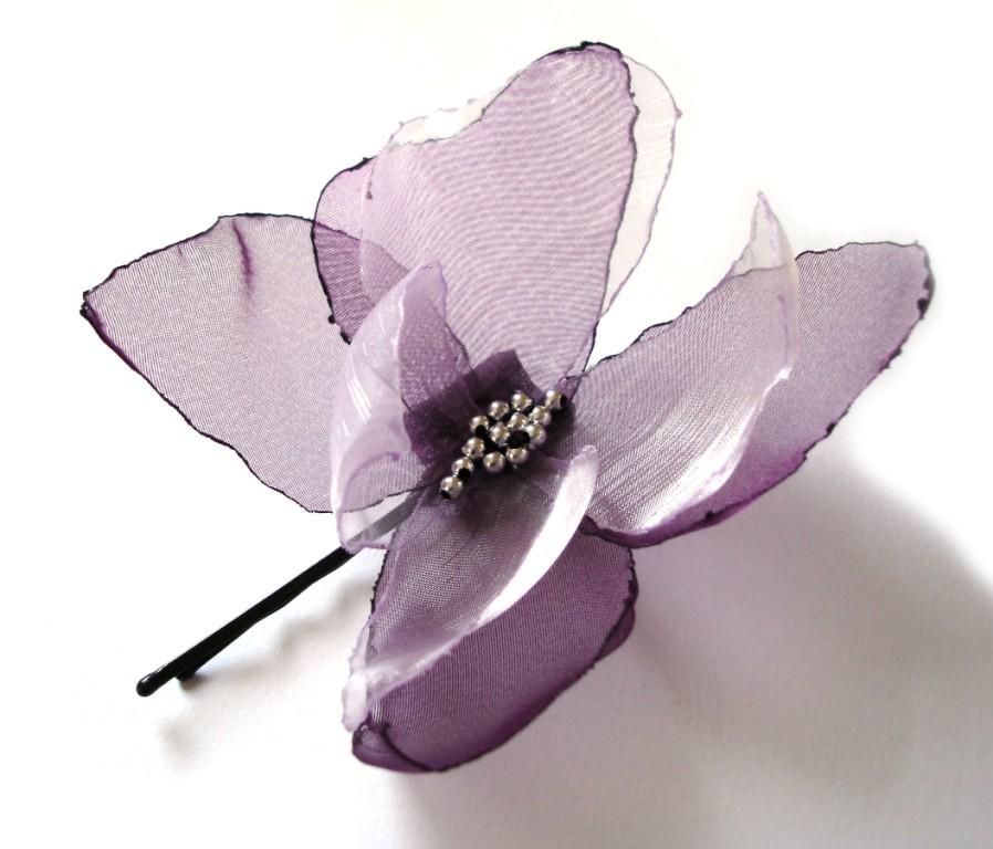 Свадьба - dreams of butterfly lilac purple hair pin