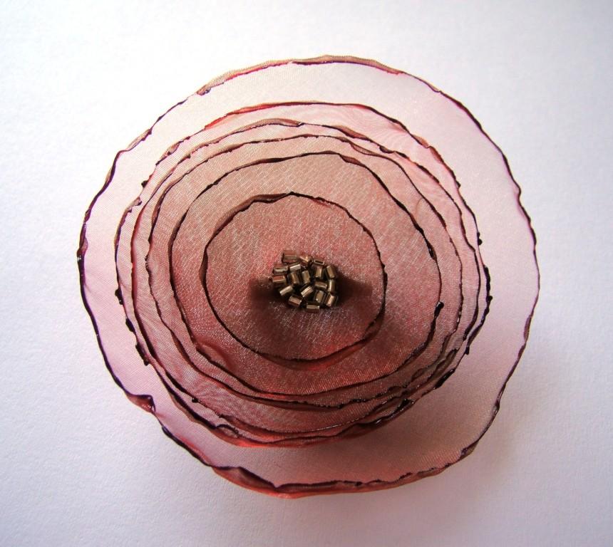 Hochzeit - chocolate coffee rose blossom flower brooch