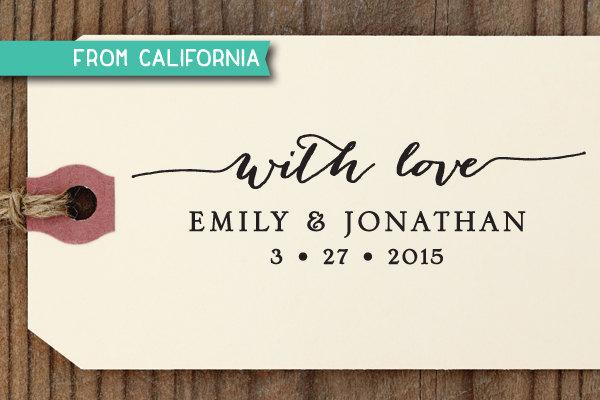 Hochzeit - With Love CUSTOM STAMP with proof from USA, Eco Friendly Self-Inking stamp, Favor Tags, diy wedding, Wedding Favors, With Love Stamp 80