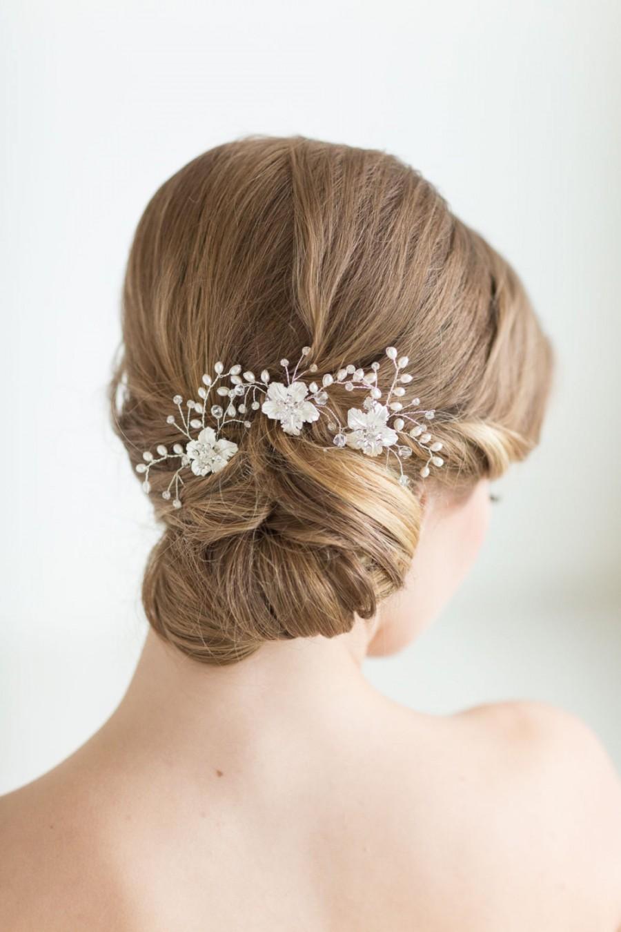 زفاف - Wedding Hair Pins, Bridal Hair Pins, Flower Wedding Hair Pins