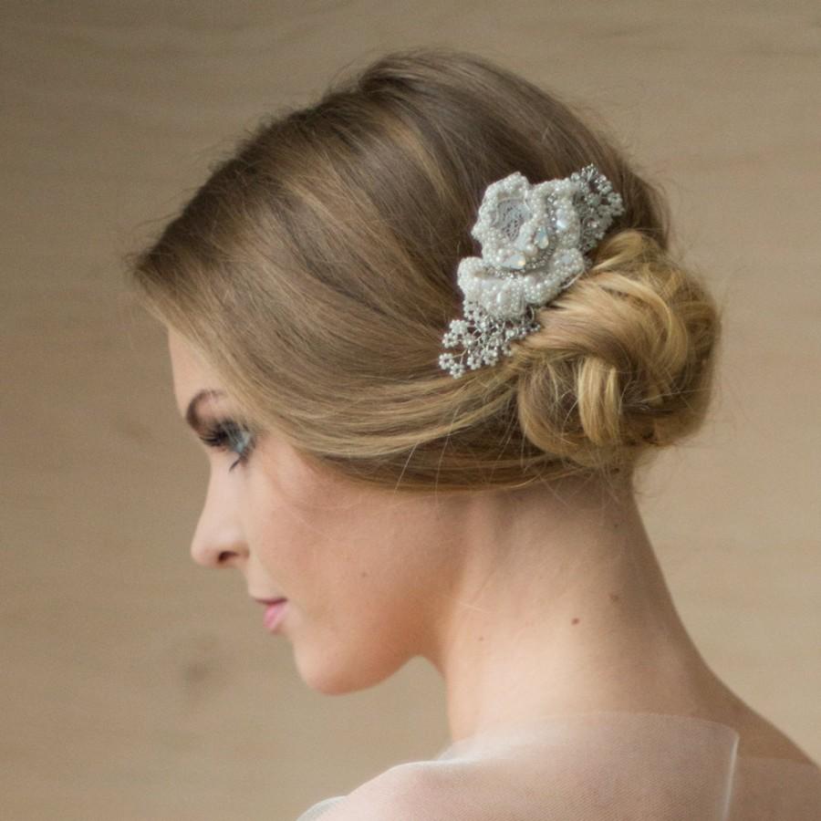 Wedding - Bridal hair piece, Lace hair piece, Wedding headpiece, Bridal hair accessories, Wedding Hair comb, Bridal hairpiece, Crystal Pearl
