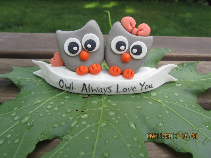 Hochzeit - Custom Love Owls Clay Cake toppers