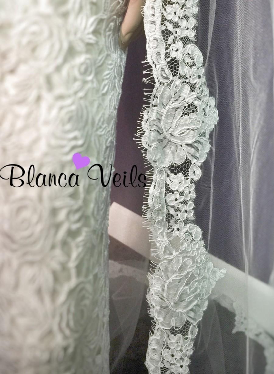Hochzeit - Alencon Eyelash Lace Wedding Veil