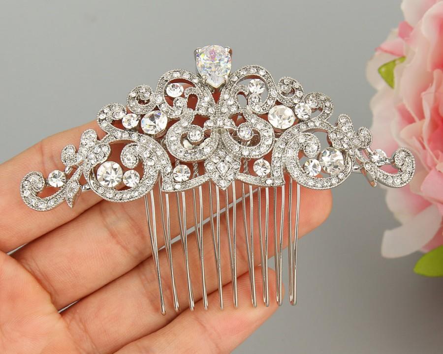 Свадьба - Victorian Style Hair Comb,Cubic Zircon Hair Comb,Bridal Hair Comb,Bridesmaid Hair Comb, Swarovski Crystal Wedding Hair Pieces Tiara-10129