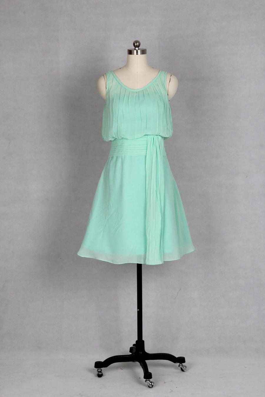 Hochzeit - Mint A-Line/Princess Scoop Short-Mini Chiffon Bridesmaid Dress/Homcoming Dress