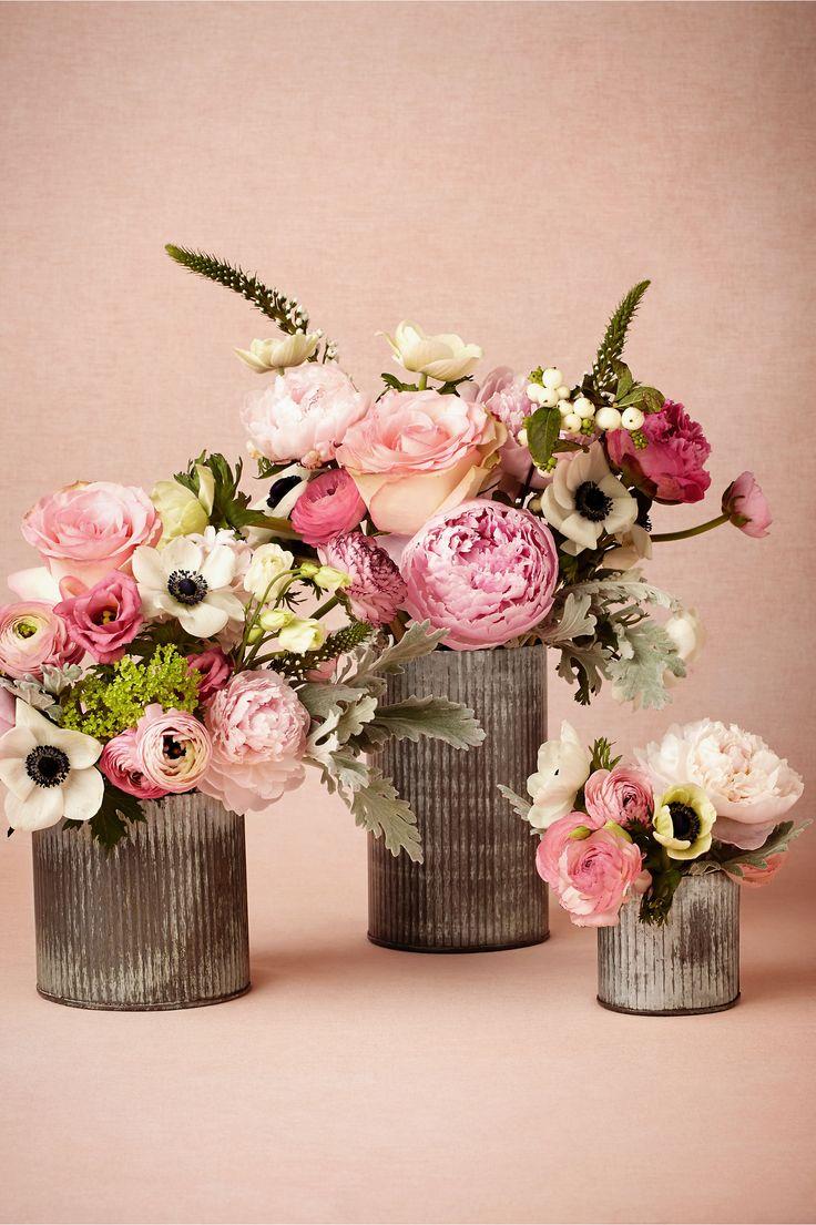 Wedding - Ridged Tin Vases