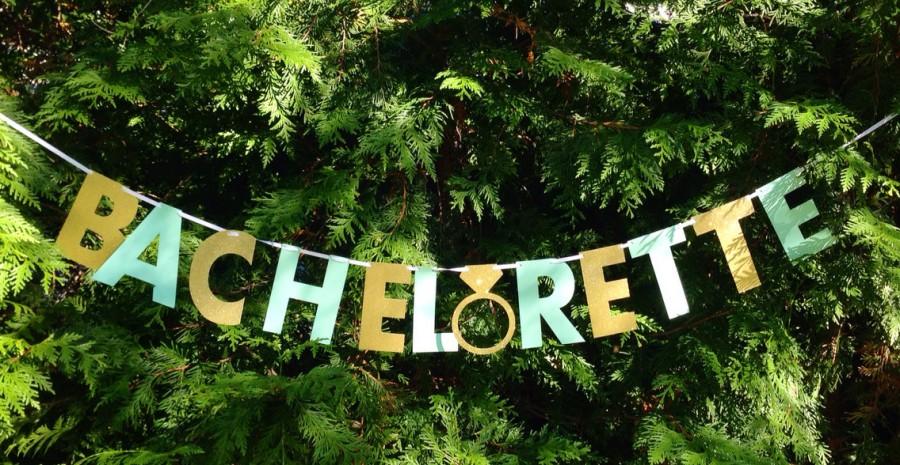 Hochzeit - BACHELORETTE BANNER- mint and gold bachelorette party decorations.  Silver bachelorette banner option also available.