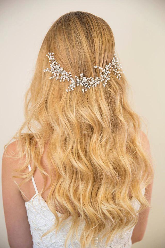 Hochzeit - SALE! Bridal hair vine/ pearl hair accessories/ wedding headpiece made of white pearl/ babys breath flower inspired/bride hair piece