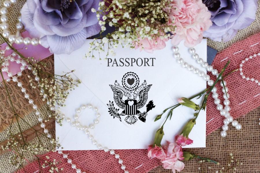 Hochzeit - Passport rubber stamp measures 2 x 3 --5692