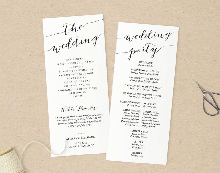 زفاف - Wedding Programs Template,Printable Programs, Instant Download, Editable Artwork and Text Colour, Edit in Word or Pages
