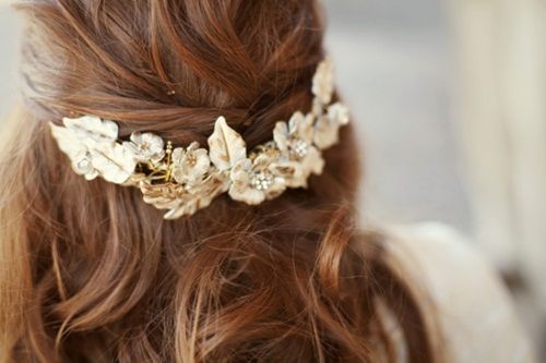 زفاف - Gold-barrette-hair-piece - Once Wed