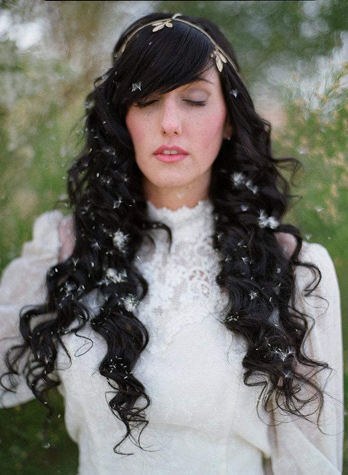 Свадьба - Golden Leaf Bridal Headpiece crown halo head hair chain
