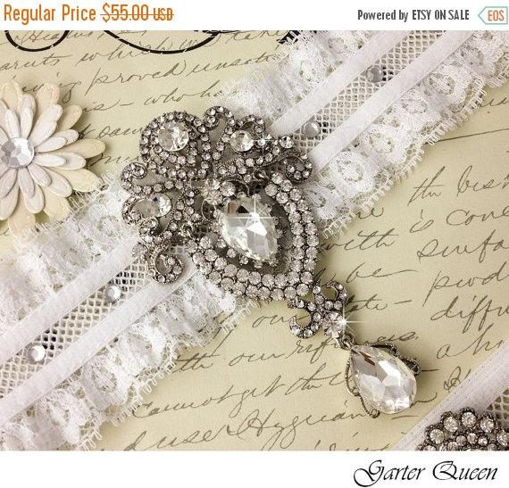 Mariage - 15% OFF EXCLUSIVE DESIGN Lace Wedding Garter, Lace Bridal Garter, White Garter, White Lace Garter Set, Wedding Garter Set, Bridal Garter Set