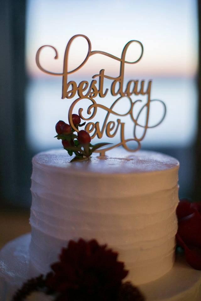 زفاف - Best Day Ever Wedding Cake Topper - Gold cake topper - laser cut cake topper