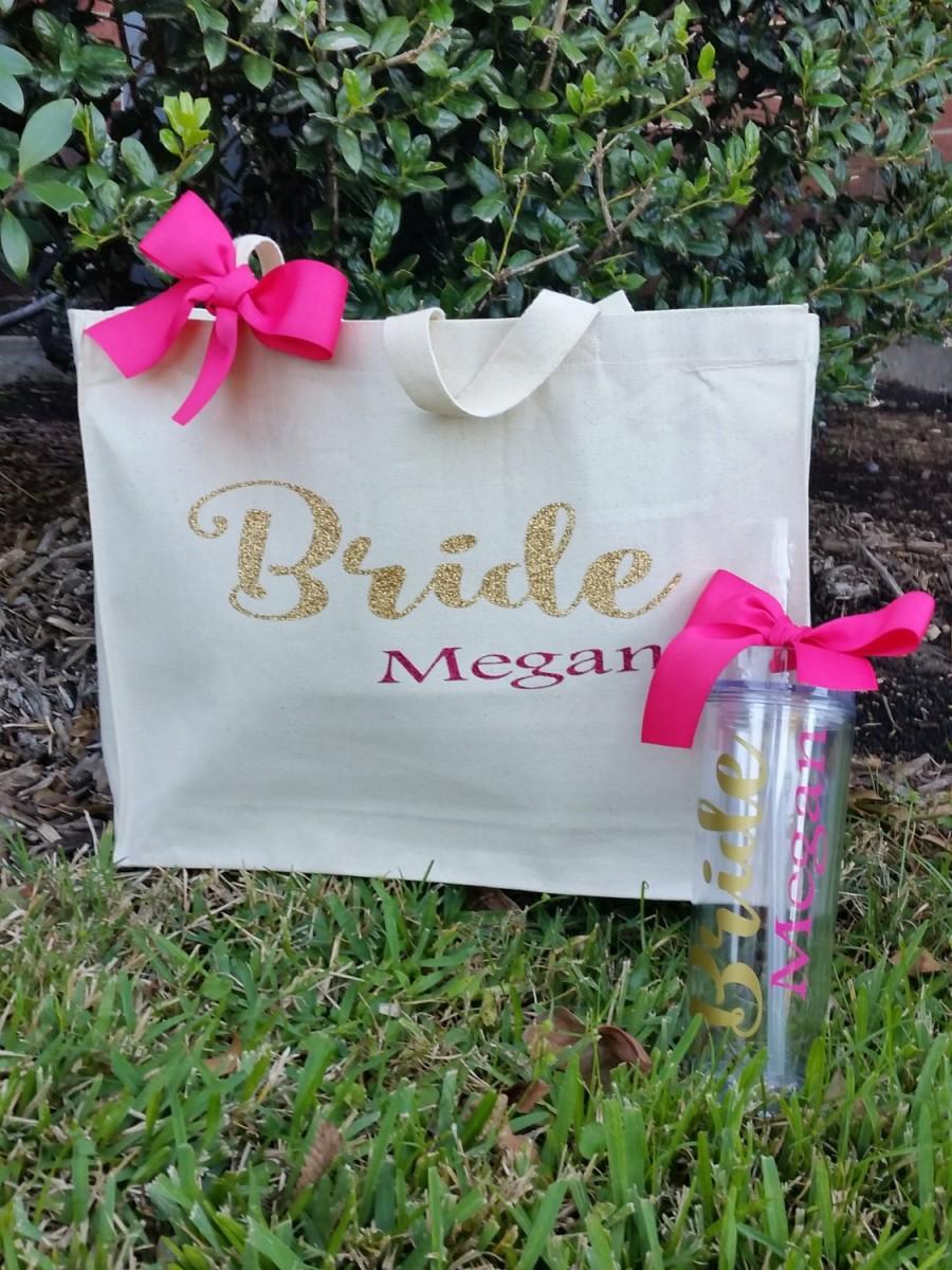 Mariage - Bride Team, Canvas Tote Bag, Christmas Gift,Personalized Tumbler, Bridesmaid Gift Idea, Bride Tote,Office Gift,Bridesmaid Gift, Wedding Gift