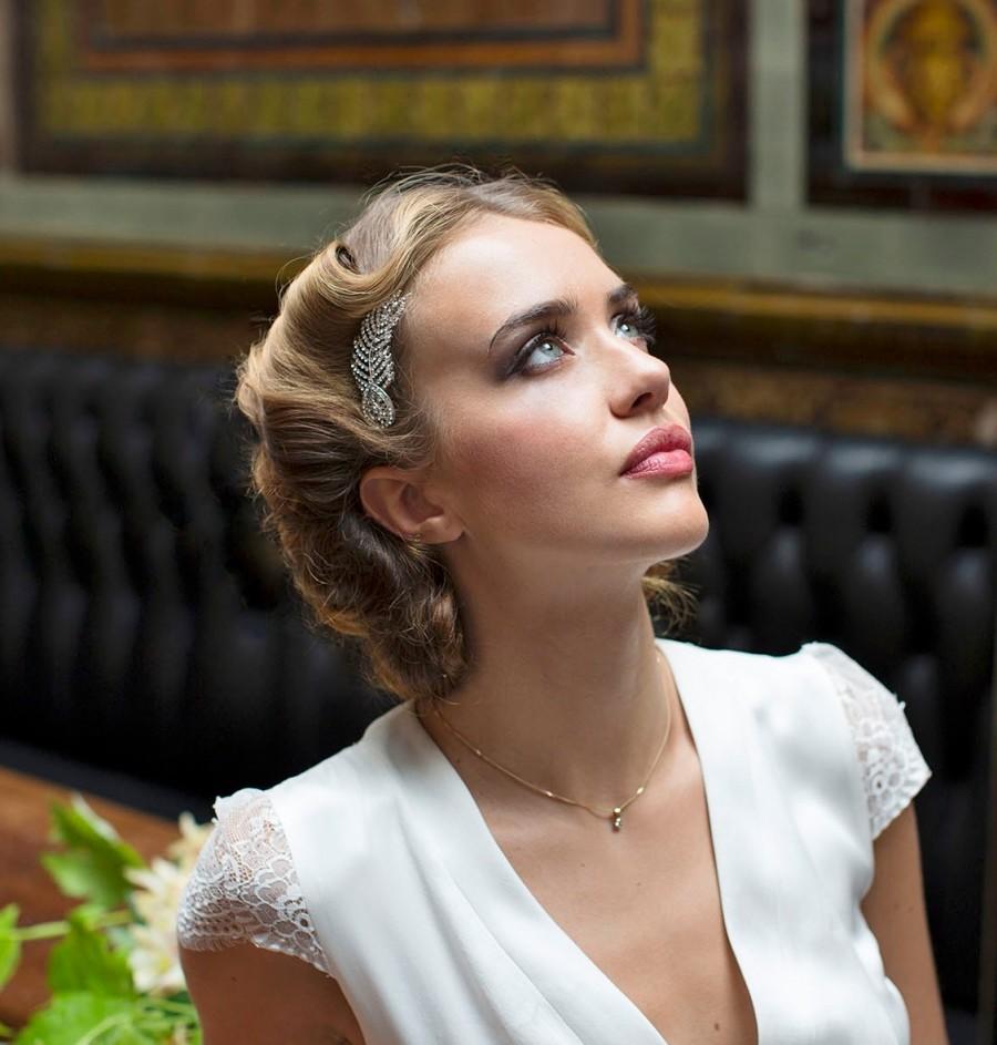 Свадьба - Crystal Hair Comb -Vintage Wedding Hair Accessory -1930s Headpiece - Feather headpiece - Bridesmaids Hair Comb - Maid of Honor - Art Nouveau