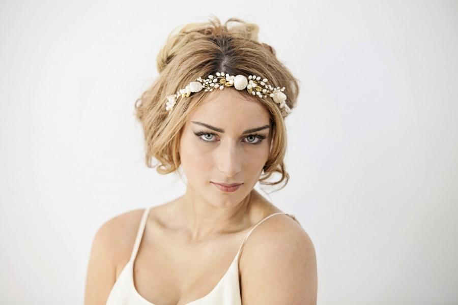 زفاف - Mermaid wedding headband, beach bride hairpiece, seashell bridal headband, beach wedding hair piece