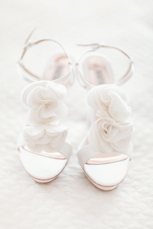 Wedding - T Strap Shoes With Sheer Rosettes