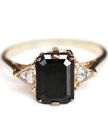 Mariage - Anna Sheffield Square Black Diamond Bea Ring