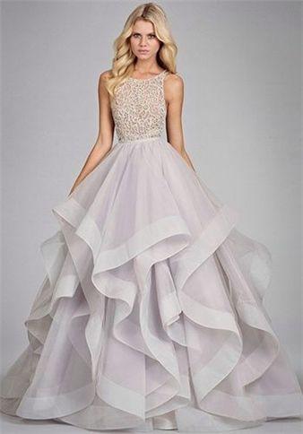 Long Prom Dress- Fluffy Prom Dress- Silver Gray Prom Dress-unique ...