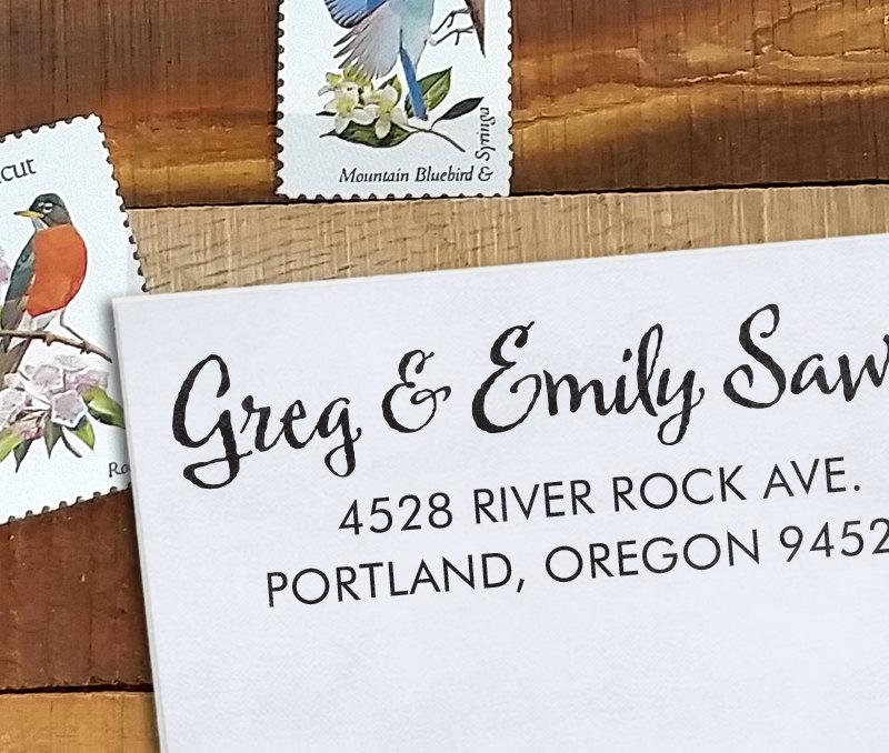 Свадьба - Custom Address Stamp - Calligraphy Stamp - Self Inking  - wedding stamp - housewarming gift - Sawyer 2