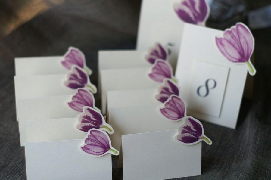 زفاف - Mix of Purple Tulips - Place Card - Gift Card - Table Number Card - Menu Card -weddings events