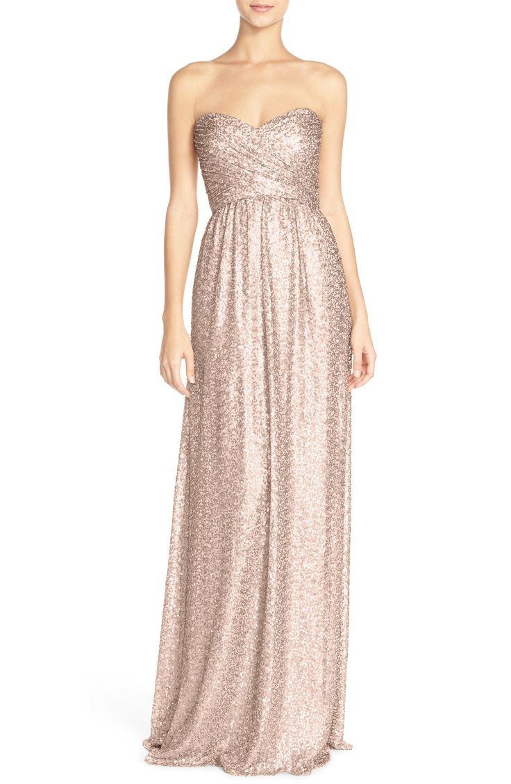 Mariage - Women's Amsale Strapless Sequin Tulle Gown