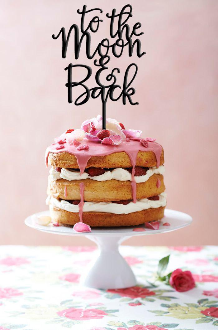 زفاف - To the Moon & Back Cake Topper - Wedding Cake Topper - Cake Topper - Keepsake Cake Topper