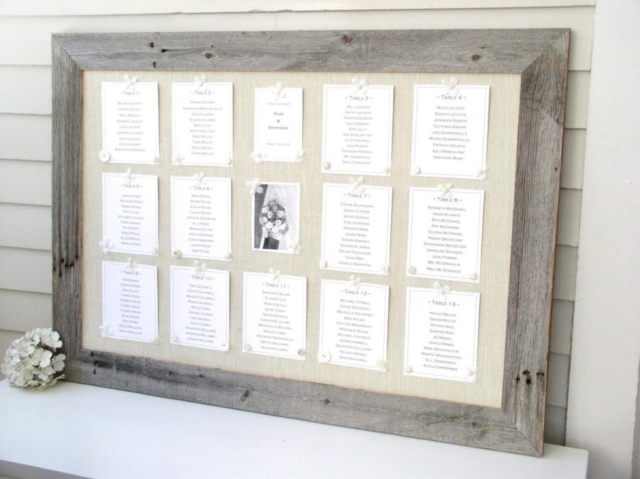 Mariage - Barnwood WEDDING SEATING CHART - Rustic Farmhouse Deluxe Escort Card Display Package - Reception Magnets and Printed Escort Cards Included