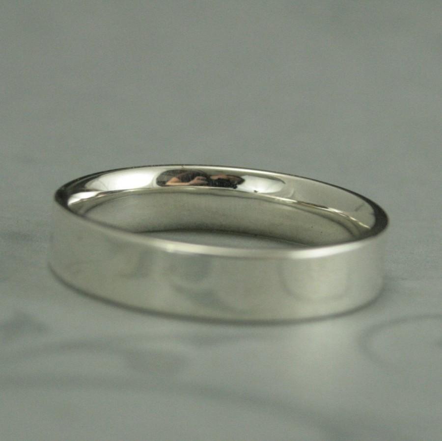 Wedding - Comfort Fit Straight and Narrow Sterling Silver Flat Wedding Band--5mm Wide Flat Silver Band--Men's Silver Band